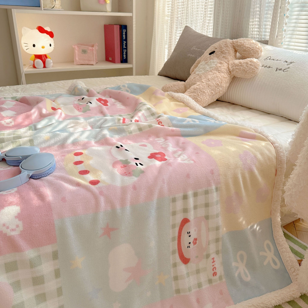 91家纺网 家纺一手货源 找家纺 美乐迪  2025新款牛奶绒羊羔绒毛毯 猫咪日记