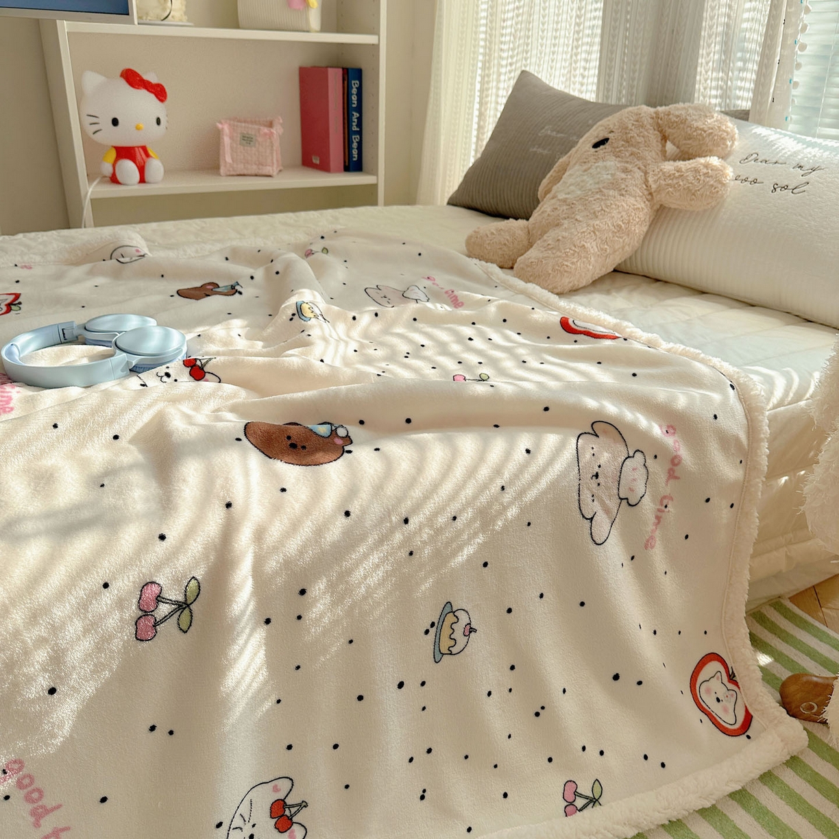 91家纺网 家纺一手货源 找家纺 美乐迪  2025新款牛奶绒羊羔绒毛毯 墨点小狗