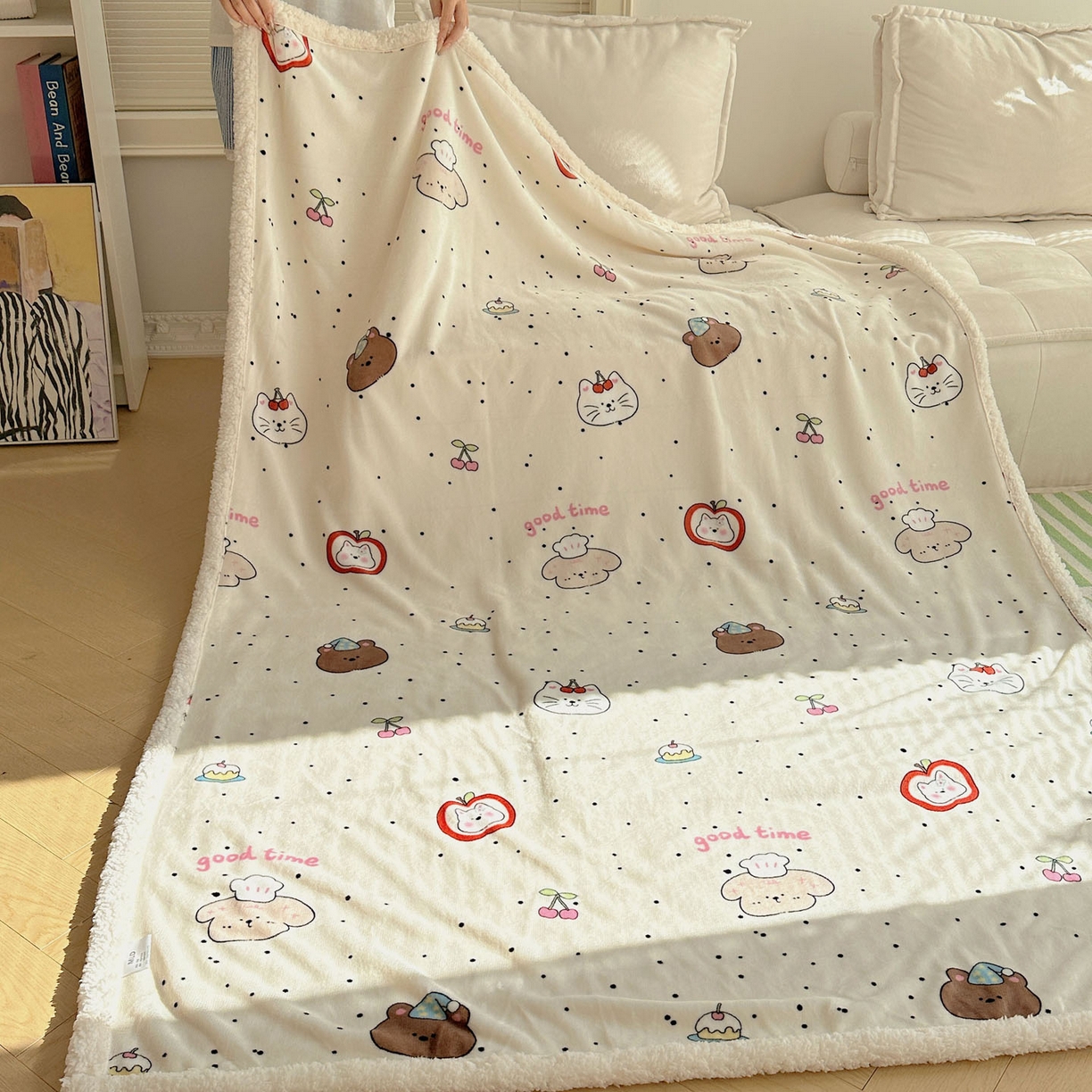 91家纺网 家纺一手货源 找家纺 美乐迪  2025新款牛奶绒羊羔绒毛毯 墨点小狗