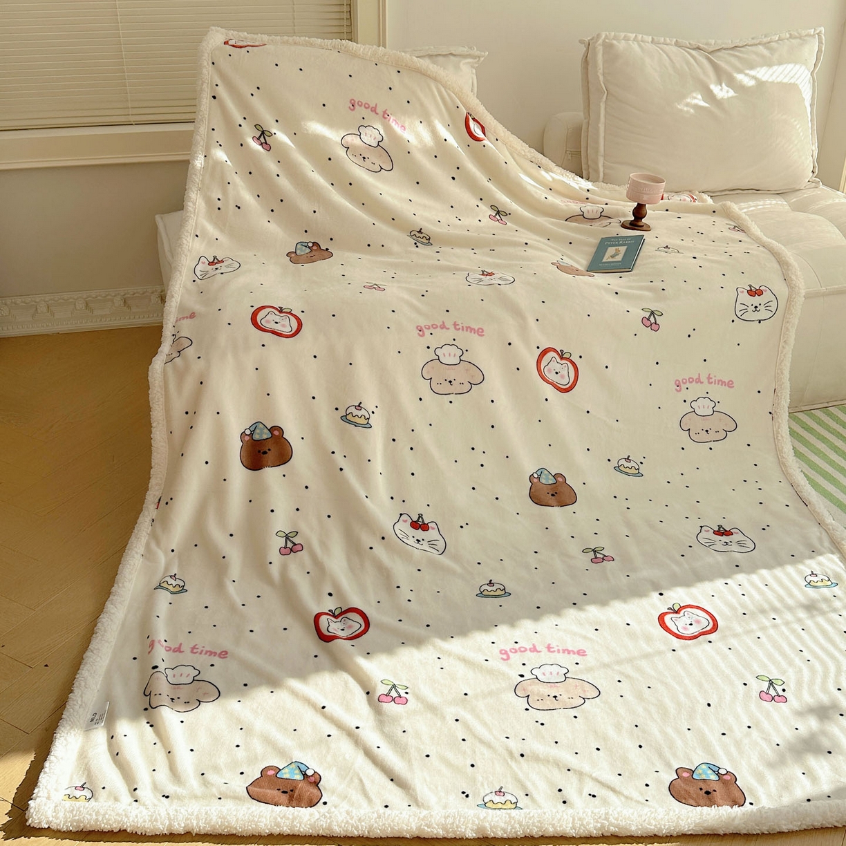 91家纺网 家纺一手货源 找家纺 美乐迪  2025新款牛奶绒羊羔绒毛毯 墨点小狗