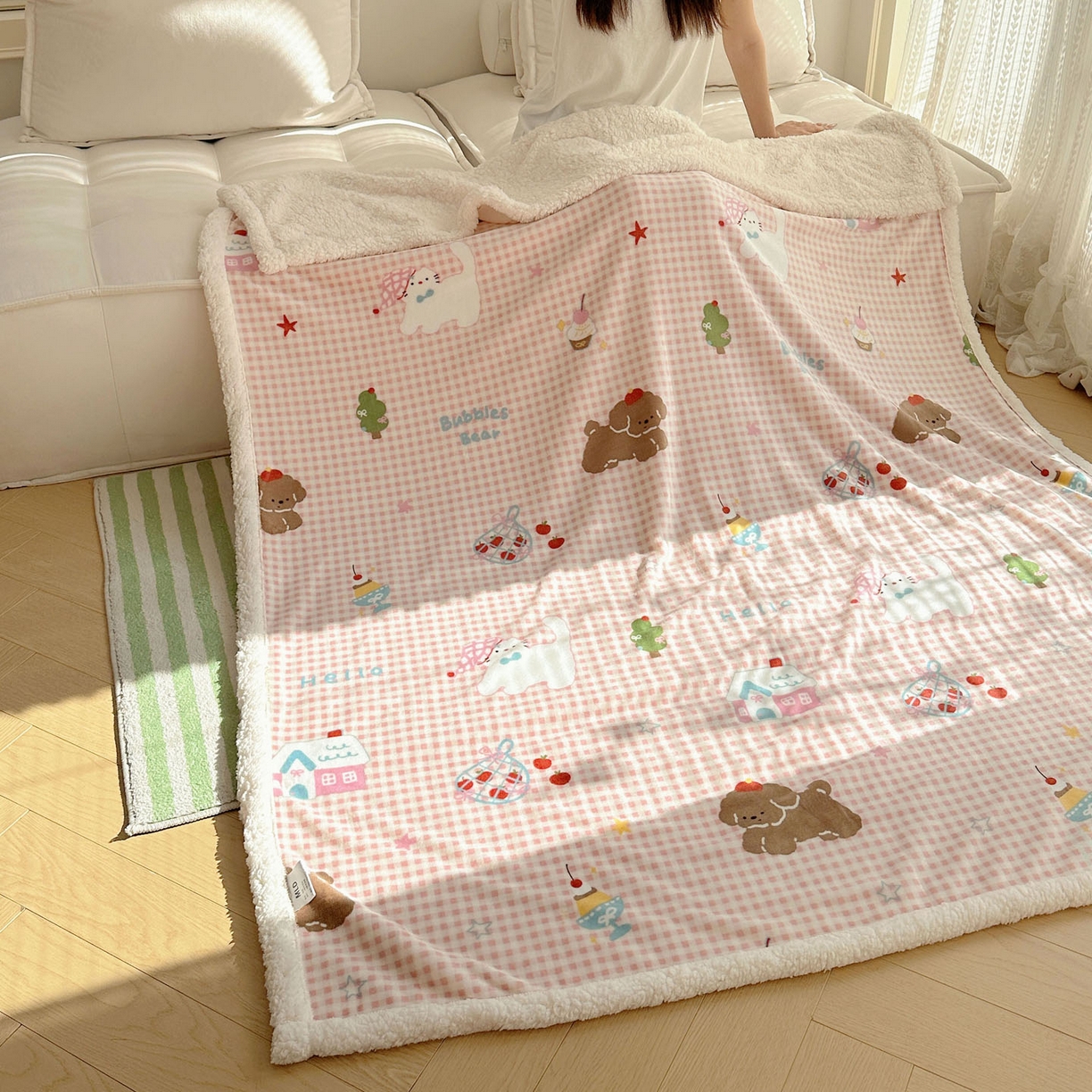 91家纺网 家纺一手货源 找家纺 美乐迪  2025新款牛奶绒羊羔绒毛毯 圣诞狗狗