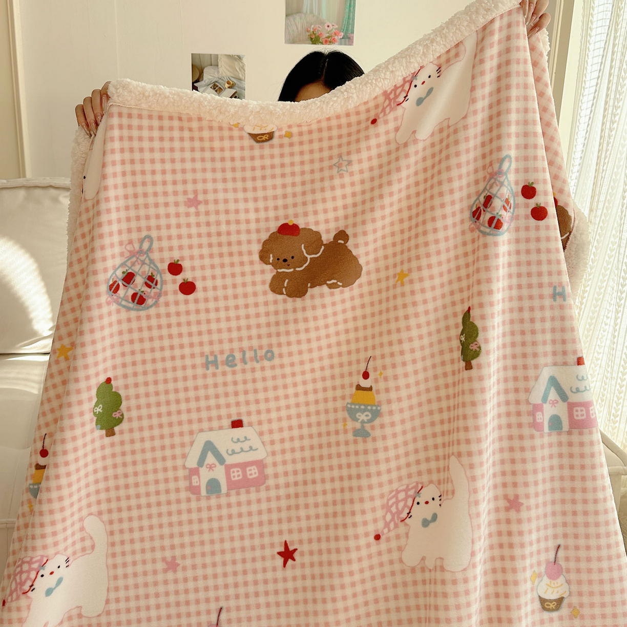 91家纺网 家纺一手货源 找家纺 美乐迪  2025新款牛奶绒羊羔绒毛毯 圣诞狗狗