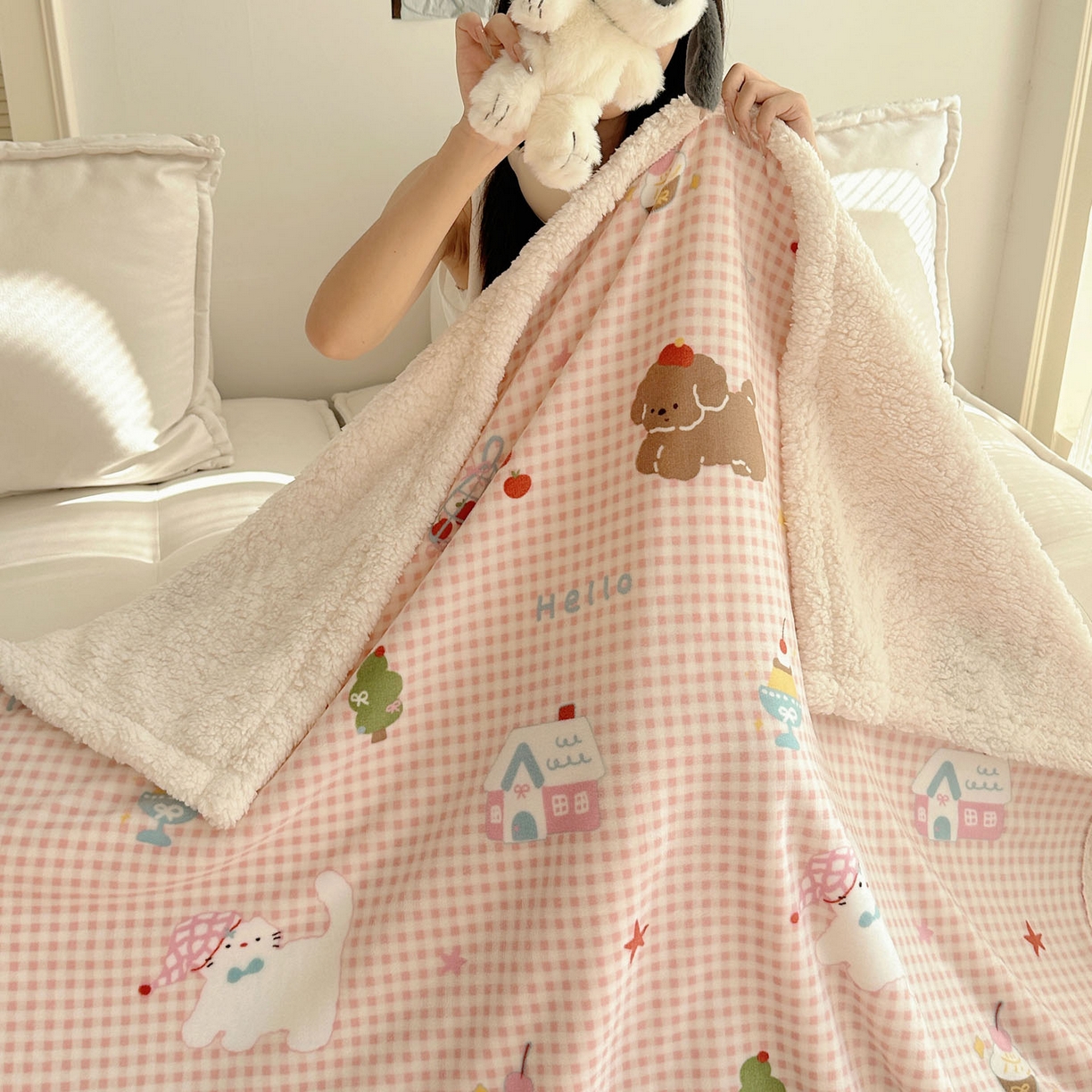 91家纺网 家纺一手货源 找家纺 美乐迪  2025新款牛奶绒羊羔绒毛毯 圣诞狗狗