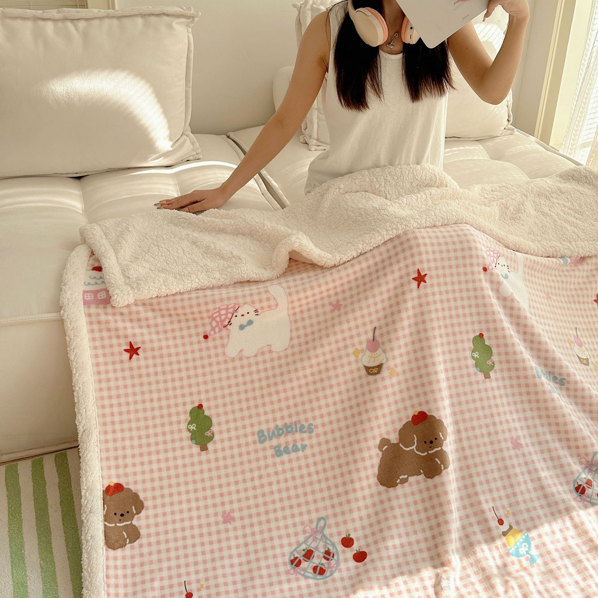 91家纺网 家纺一手货源 找家纺 美乐迪  2025新款牛奶绒羊羔绒毛毯 圣诞狗狗