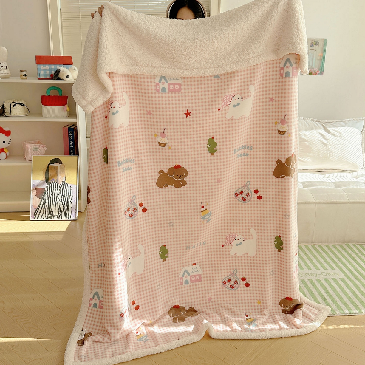 91家纺网 家纺一手货源 找家纺 美乐迪  2025新款牛奶绒羊羔绒毛毯 圣诞狗狗