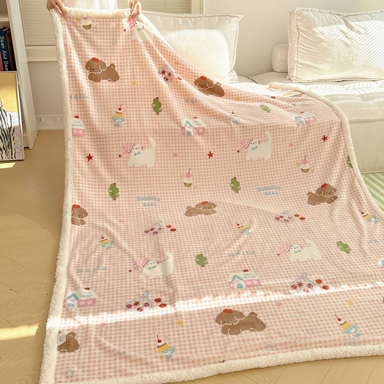 91家纺网 家纺一手货源 找家纺 美乐迪  2025新款牛奶绒羊羔绒毛毯 圣诞狗狗