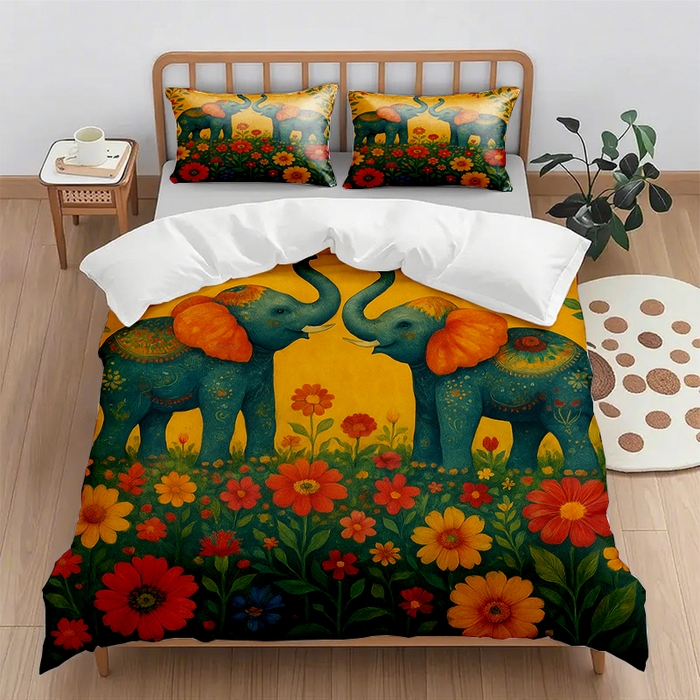 91家纺网 家纺一手货源 找家纺 （总2）轩贝雅 2025新款跨境Pod工厂数码印花被套套装（被套+枕套）第六批