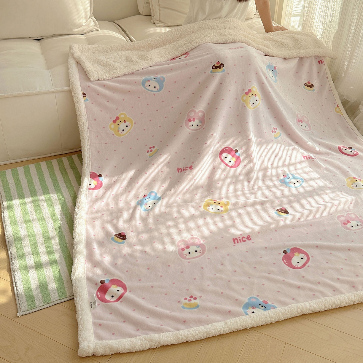 91家纺网 家纺一手货源 找家纺 美乐迪  2025新款牛奶绒羊羔绒毛毯 甜心派对