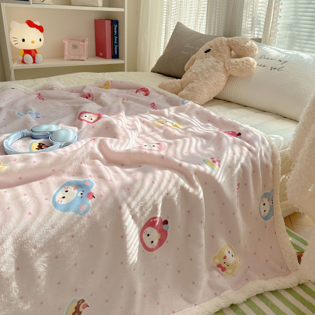 91家纺网 家纺一手货源 找家纺 美乐迪  2025新款牛奶绒羊羔绒毛毯 甜心派对