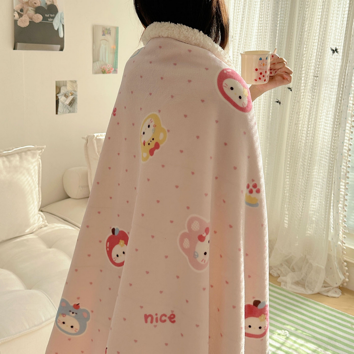 91家纺网 家纺一手货源 找家纺 美乐迪  2025新款牛奶绒羊羔绒毛毯 甜心派对