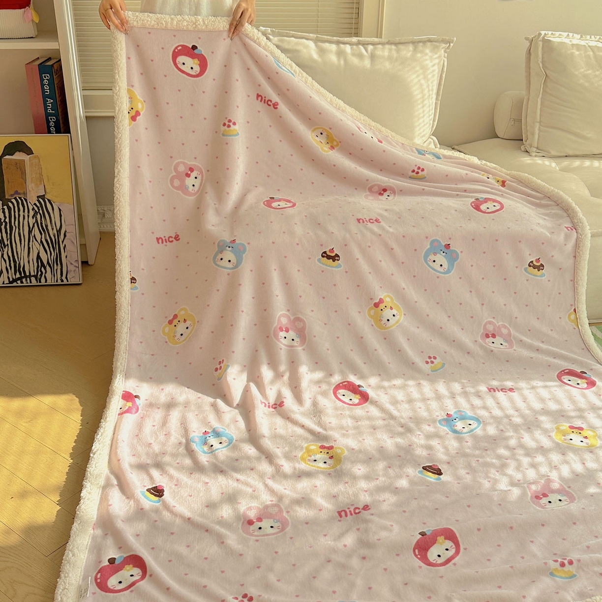 91家纺网 家纺一手货源 找家纺 美乐迪  2025新款牛奶绒羊羔绒毛毯 甜心派对