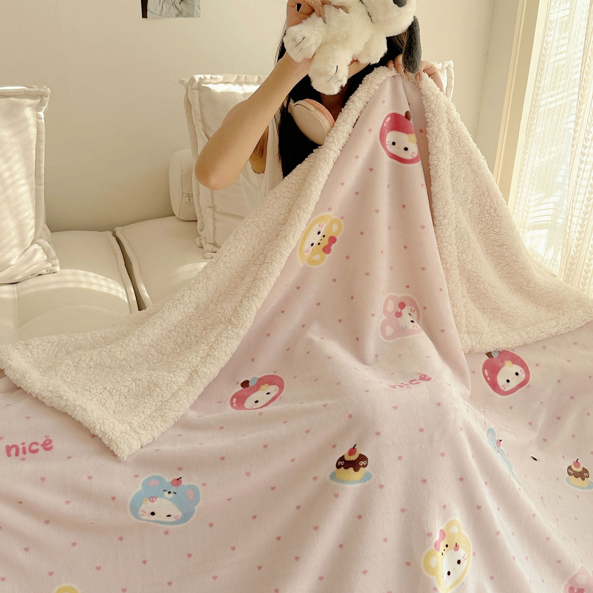 91家纺网 家纺一手货源 找家纺 美乐迪  2025新款牛奶绒羊羔绒毛毯 甜心派对