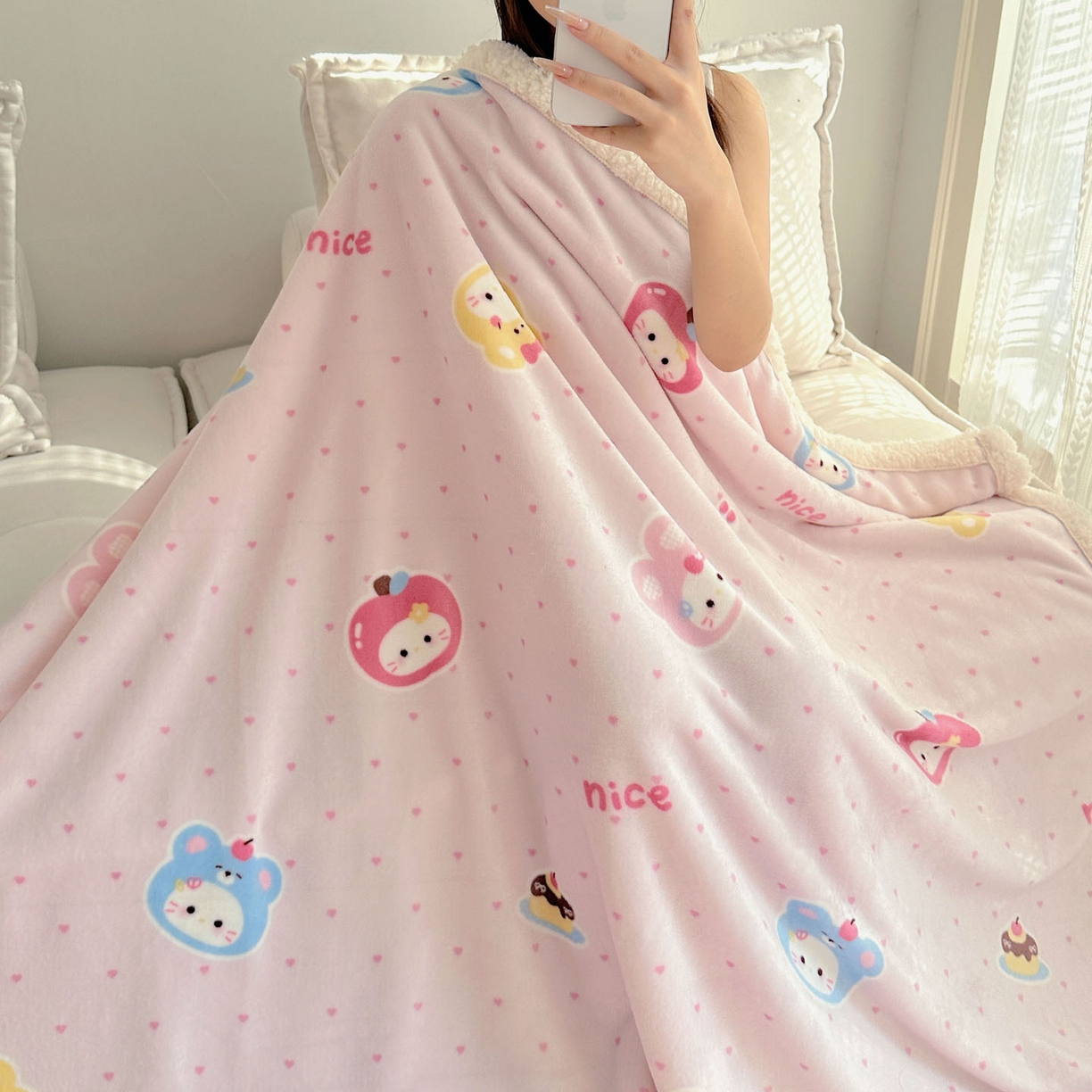 91家纺网 家纺一手货源 找家纺 美乐迪  2025新款牛奶绒羊羔绒毛毯 甜心派对