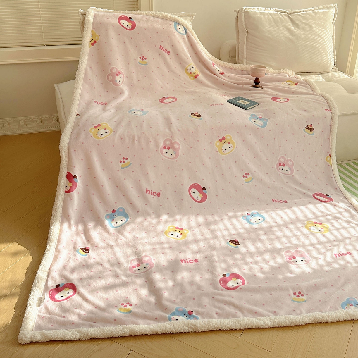 91家纺网 家纺一手货源 找家纺 美乐迪  2025新款牛奶绒羊羔绒毛毯 甜心派对