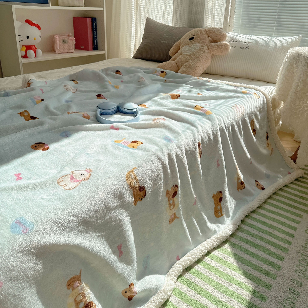 91家纺网 家纺一手货源 找家纺 美乐迪  2025新款牛奶绒羊羔绒毛毯 香肠狗