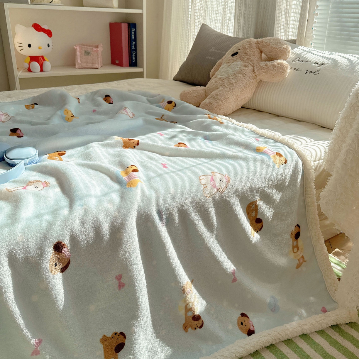 91家纺网 家纺一手货源 找家纺 美乐迪  2025新款牛奶绒羊羔绒毛毯 香肠狗