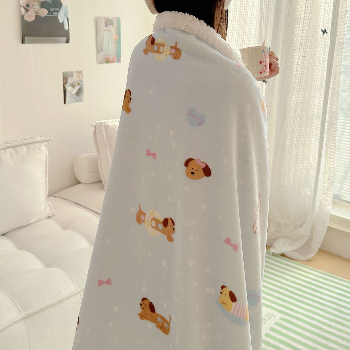 91家纺网 家纺一手货源 找家纺 美乐迪  2025新款牛奶绒羊羔绒毛毯 香肠狗