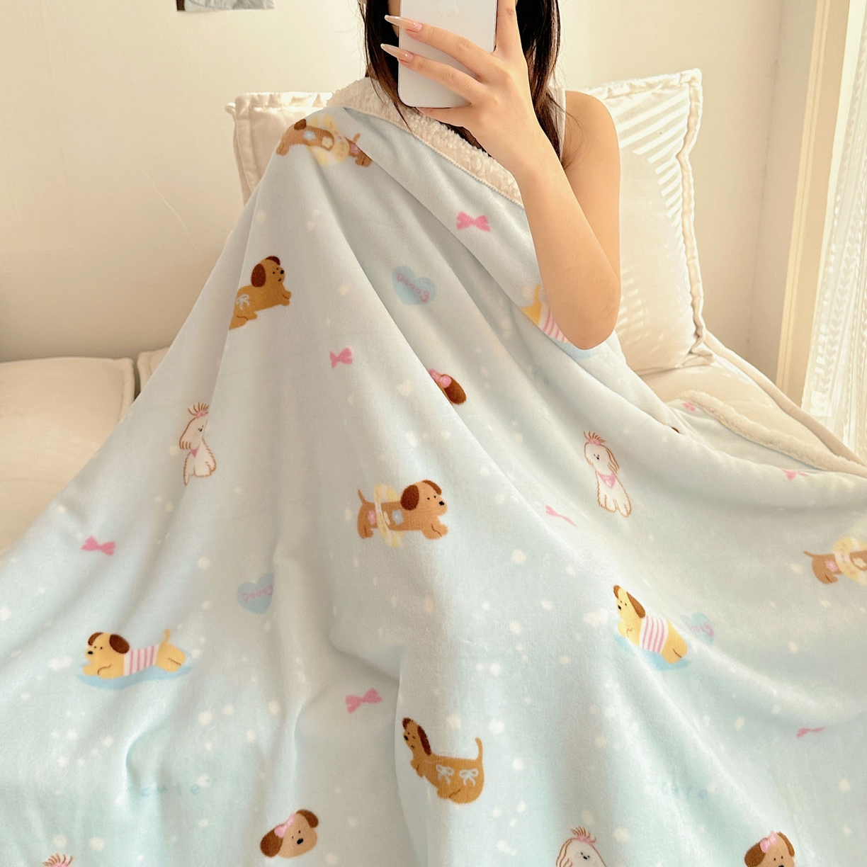 91家纺网 家纺一手货源 找家纺 美乐迪  2025新款牛奶绒羊羔绒毛毯 香肠狗