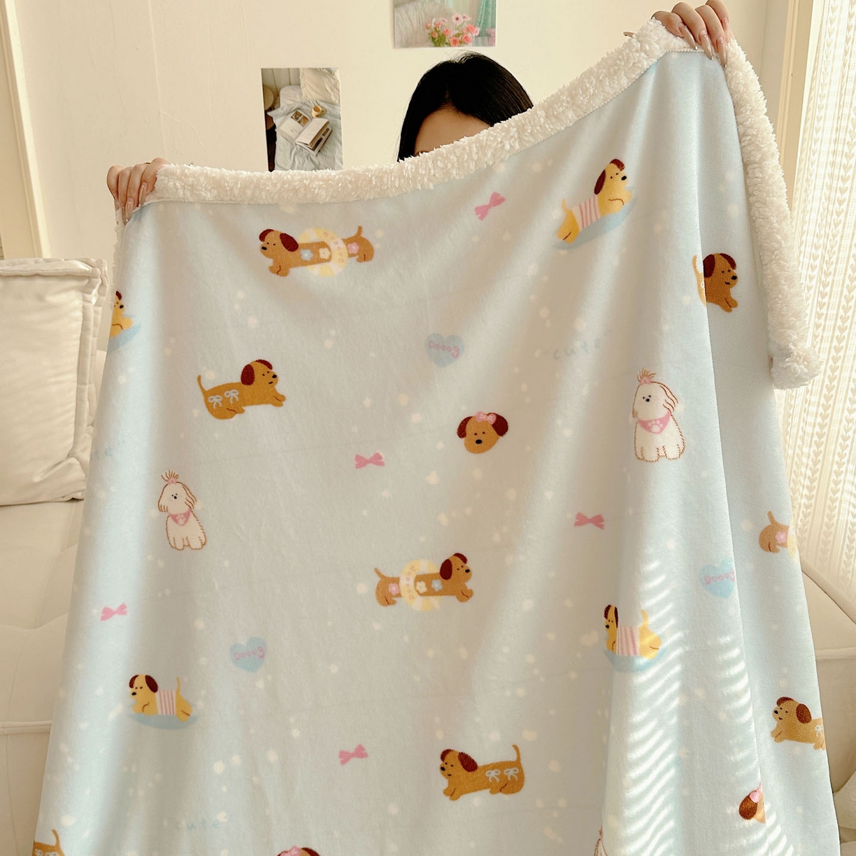 91家纺网 家纺一手货源 找家纺 美乐迪  2025新款牛奶绒羊羔绒毛毯 香肠狗