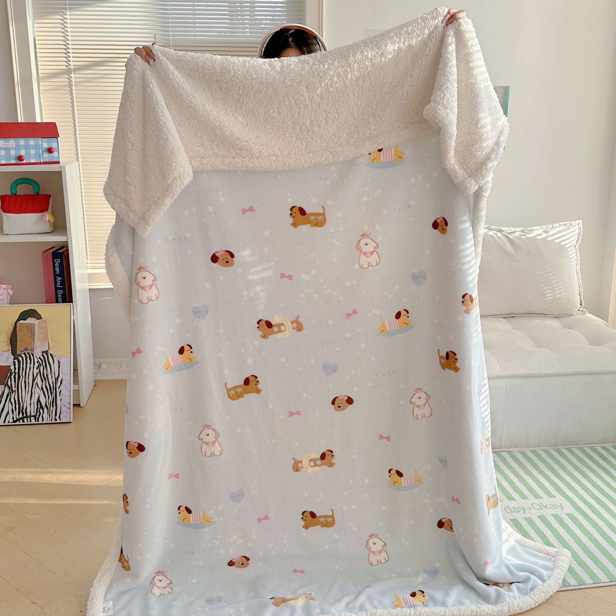 91家纺网 家纺一手货源 找家纺 美乐迪  2025新款牛奶绒羊羔绒毛毯 香肠狗