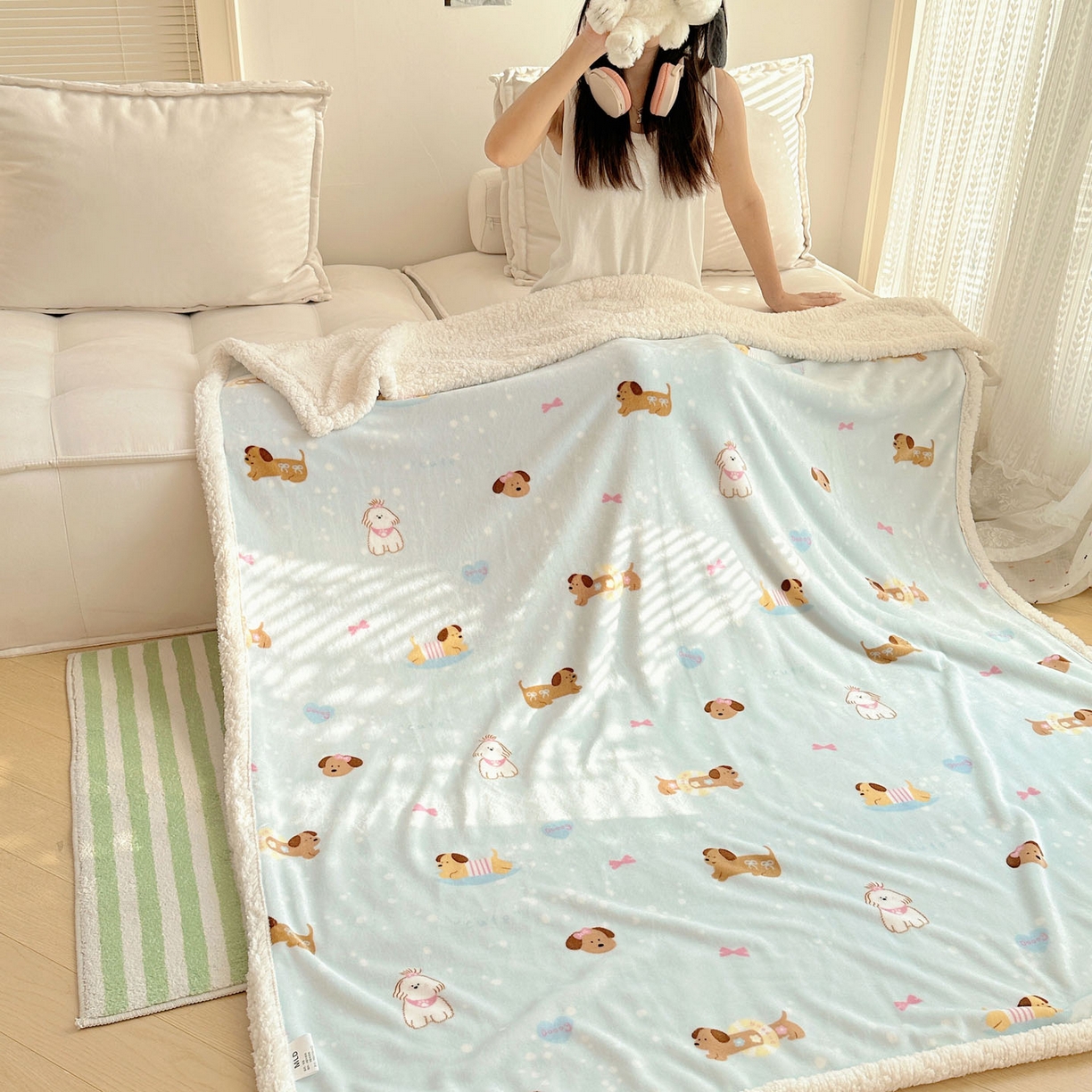 91家纺网 家纺一手货源 找家纺 美乐迪  2025新款牛奶绒羊羔绒毛毯 香肠狗