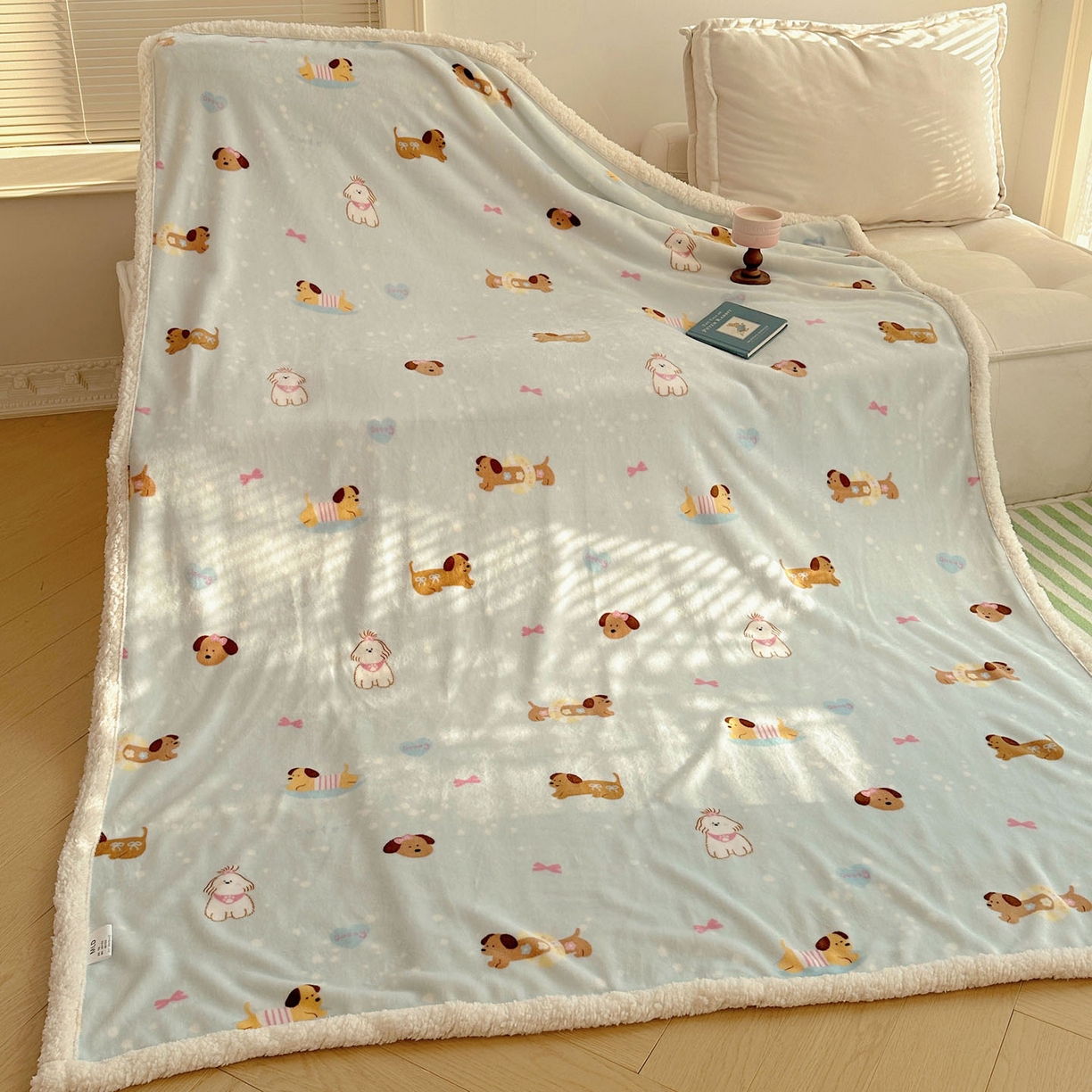 91家纺网 家纺一手货源 找家纺 美乐迪  2025新款牛奶绒羊羔绒毛毯 香肠狗