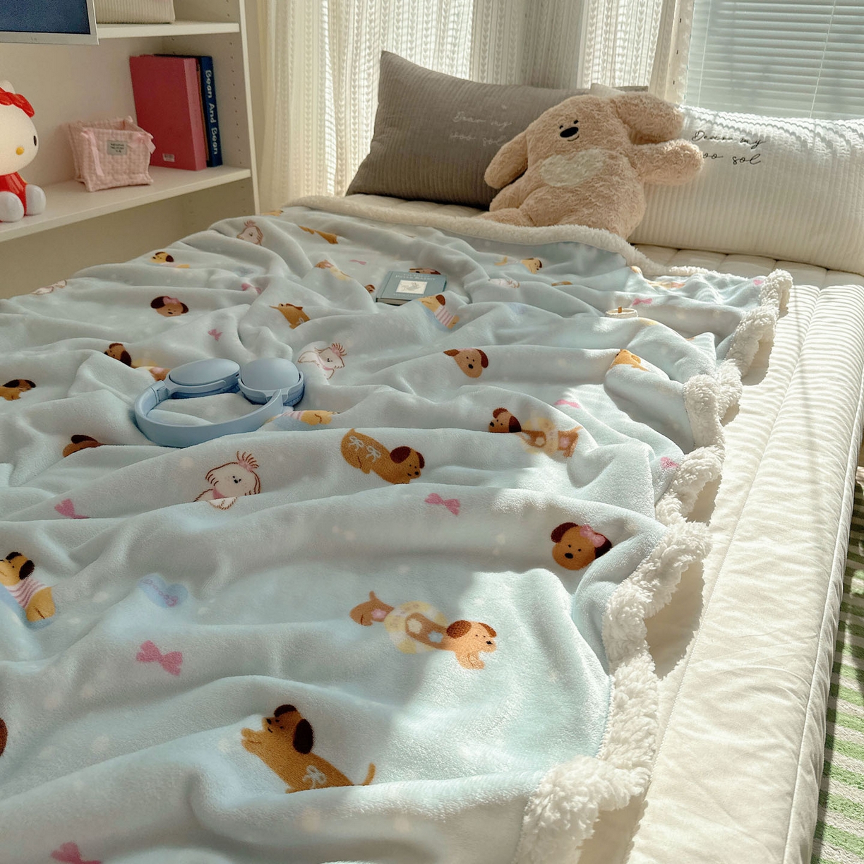 91家纺网 家纺一手货源 找家纺 美乐迪  2025新款牛奶绒羊羔绒毛毯 香肠狗