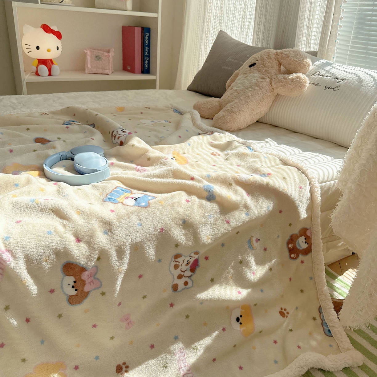 91家纺网 家纺一手货源 找家纺 美乐迪  2025新款牛奶绒羊羔绒毛毯 许愿小狗