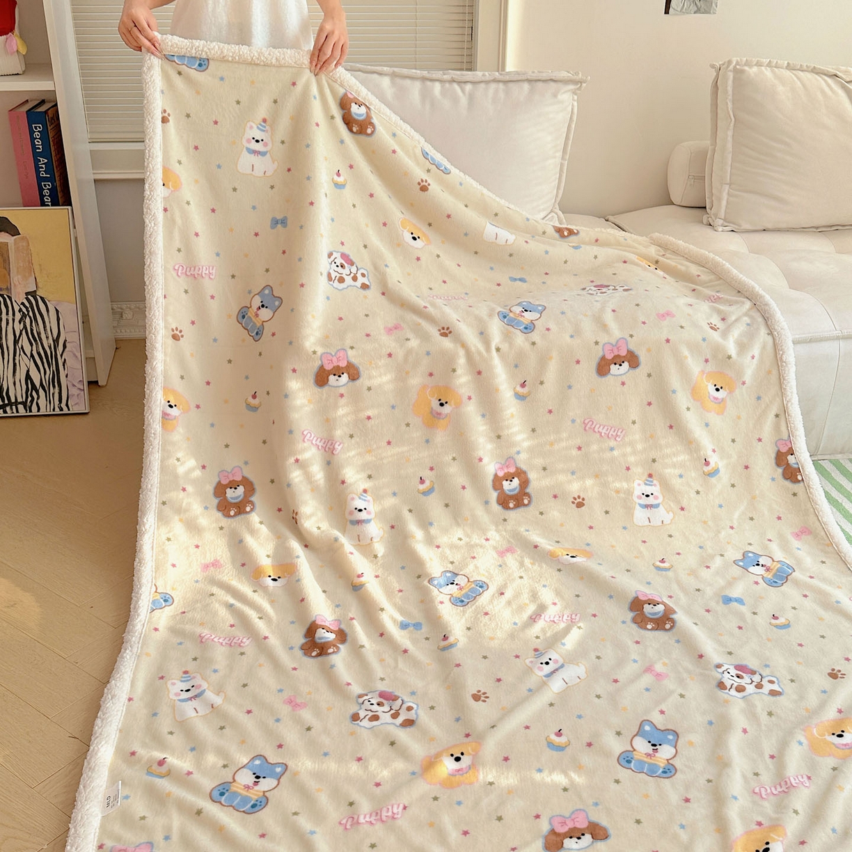 91家纺网 家纺一手货源 找家纺 美乐迪  2025新款牛奶绒羊羔绒毛毯 许愿小狗