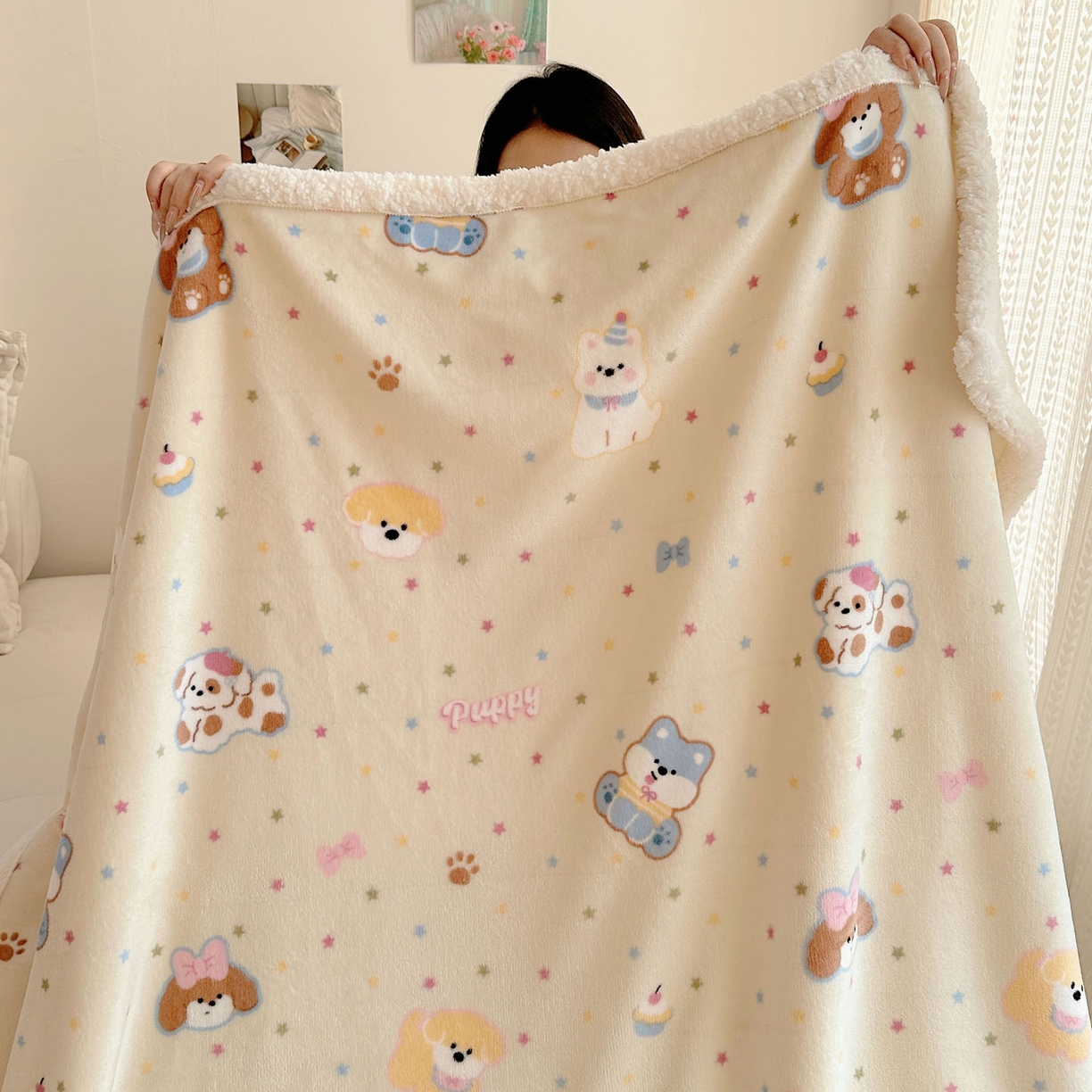 91家纺网 家纺一手货源 找家纺 美乐迪  2025新款牛奶绒羊羔绒毛毯 许愿小狗