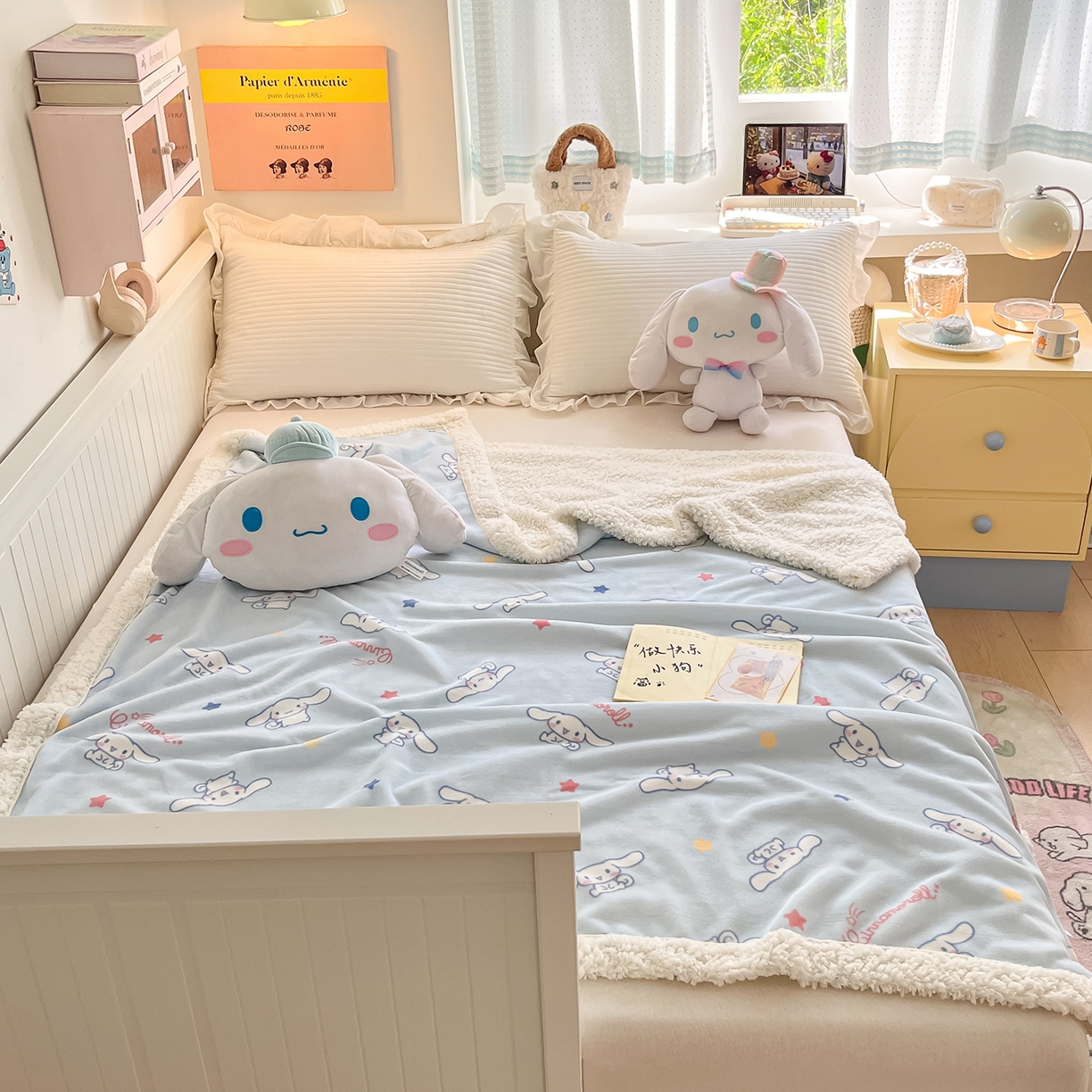 91家纺网 家纺一手货源 找家纺 金爱家 2025新款A类三丽鸥正版授权少女可爱卡通加厚牛奶绒羊羔绒毛毯多功能四季毛毯毯子 绒毛毯-MT三丽鸥迷你大耳狗
