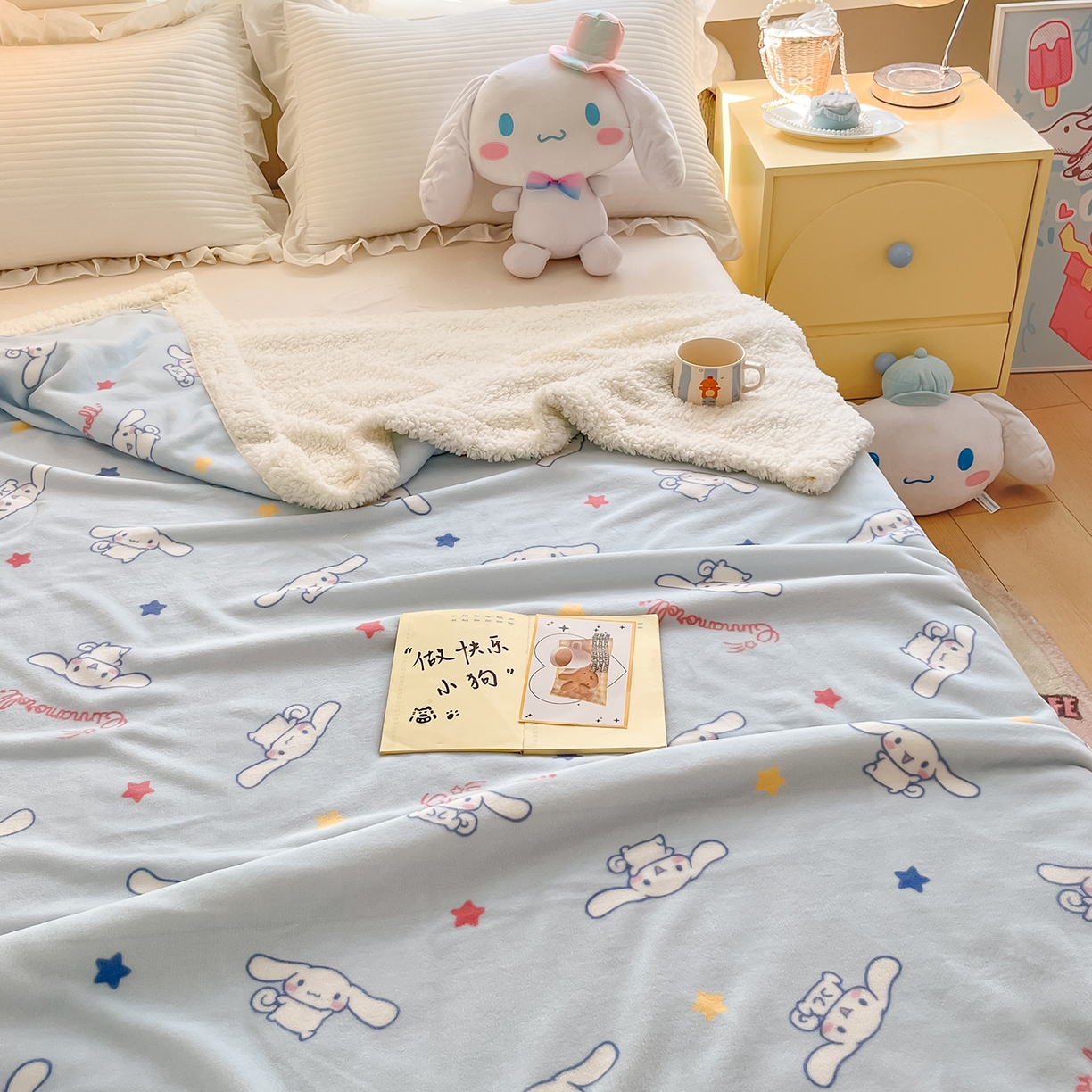 91家纺网 家纺一手货源 找家纺 金爱家 2025新款A类三丽鸥正版授权少女可爱卡通加厚牛奶绒羊羔绒毛毯多功能四季毛毯毯子 绒毛毯-MT三丽鸥迷你大耳狗