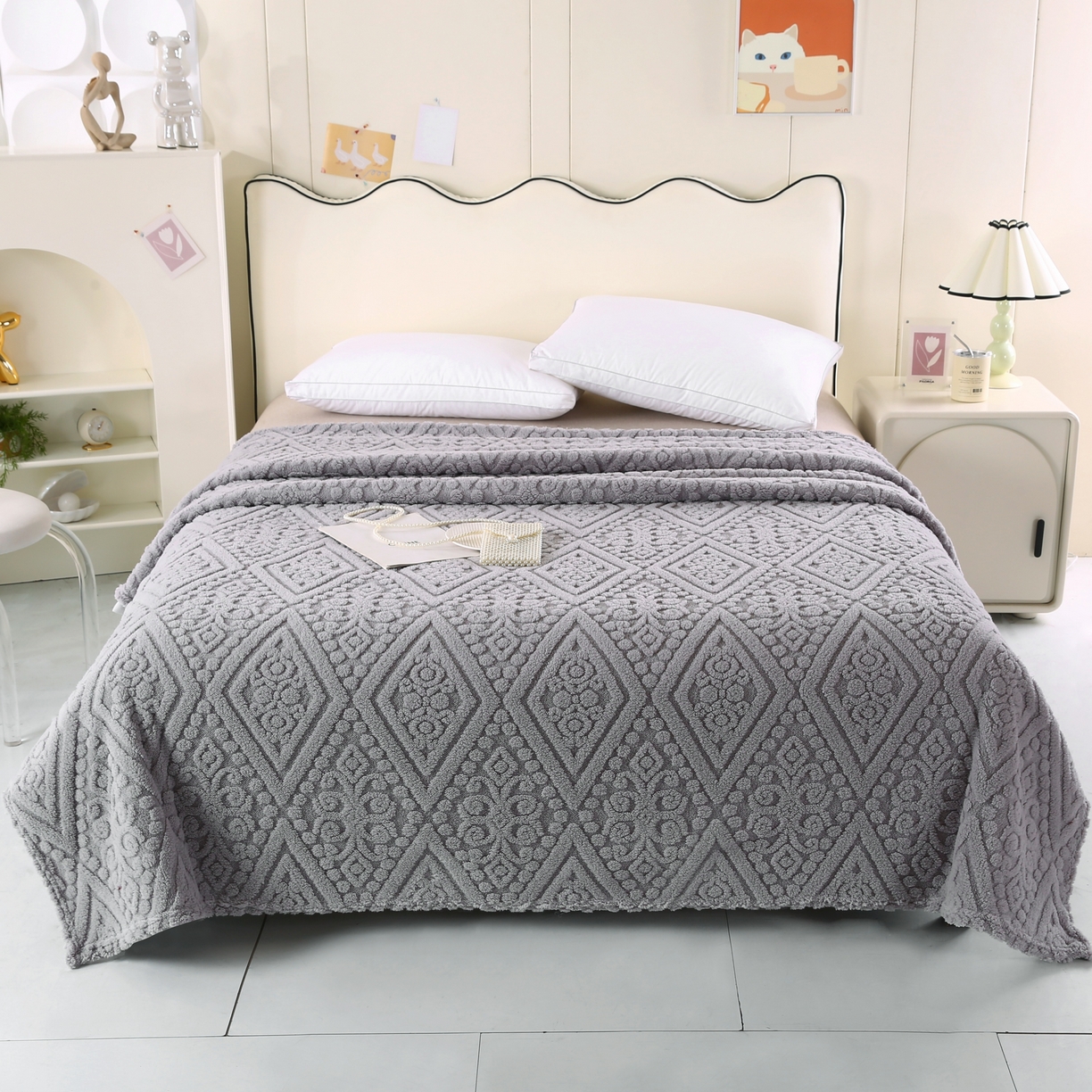 巴木赫 2025新款如意阁塔芙绒毯子毛毯  银灰