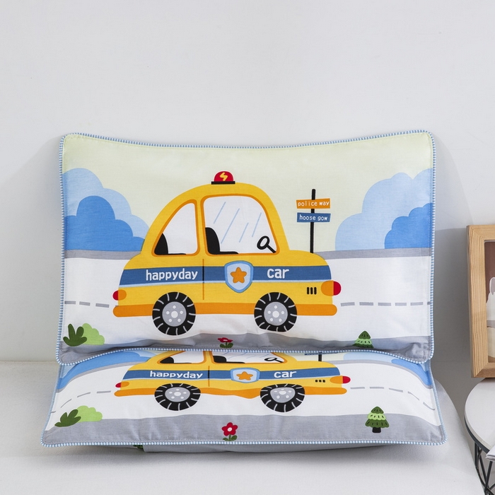 91家纺网 家纺一手货源 找家纺 大黄蜂家居家纺 2025新款纯棉卡通定位枕套 勇敢警车