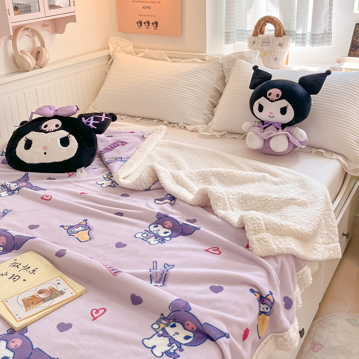 91家纺网 家纺一手货源 找家纺 金爱家 2025新款A类三丽鸥正版授权少女可爱卡通加厚牛奶绒羊羔绒毛毯多功能四季毛毯毯子 绒毛毯-MT三丽鸥天天库洛米