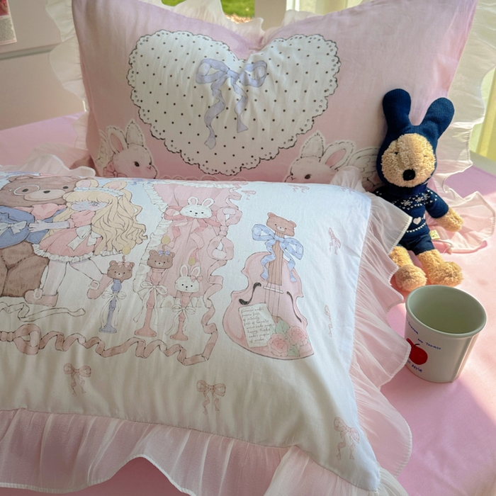 91家纺网 家纺一手货源 找家纺 （总）希诺家居 2025新款洛丽塔风花边全棉纯棉枕套