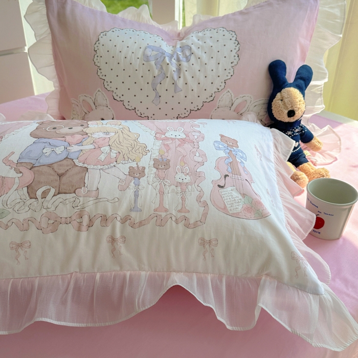 91家纺网 家纺一手货源 找家纺 （总）希诺家居 2025新款洛丽塔风花边全棉纯棉枕套