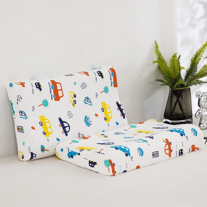 91家纺网 家纺一手货源 找家纺 大黄蜂家居家纺 2025新款针织棉儿童乳胶枕 快乐汽车