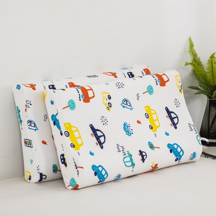 91家纺网 家纺一手货源 找家纺 大黄蜂家居家纺 2025新款针织棉儿童乳胶枕 快乐汽车