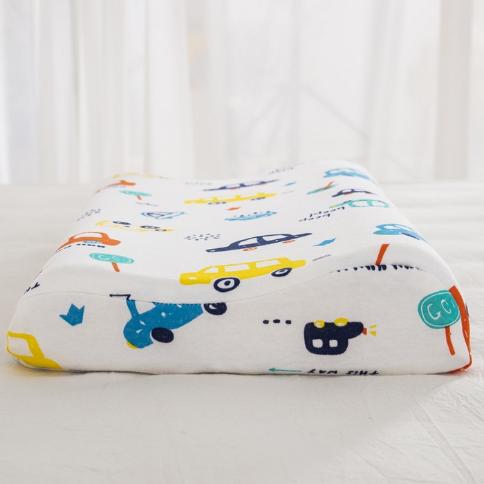 91家纺网 家纺一手货源 找家纺 大黄蜂家居家纺 2025新款针织棉儿童乳胶枕 快乐汽车