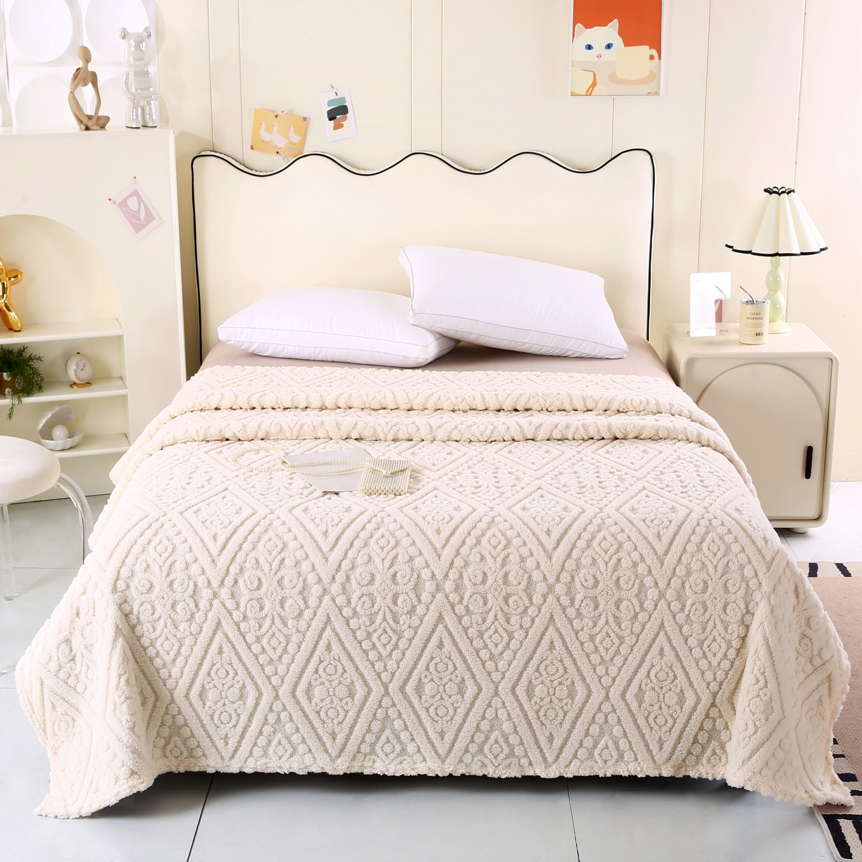 巴木赫 2025新款如意阁塔芙绒毯子毛毯 白色