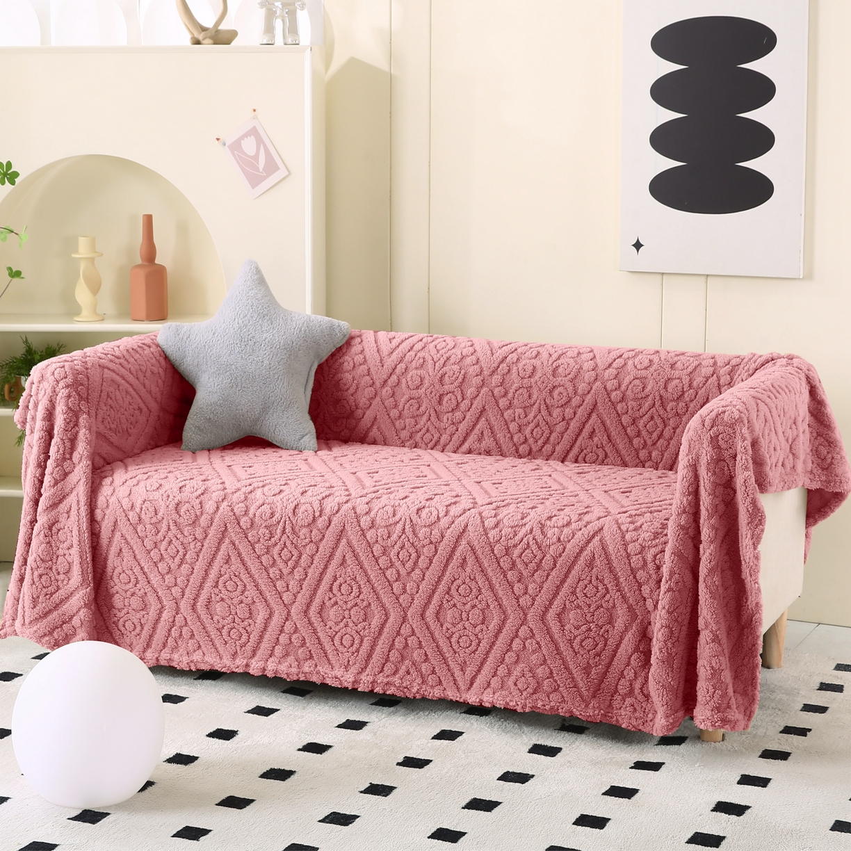 91家纺网 家纺一手货源 找家纺 巴木赫 2025新款如意阁塔芙绒毯子毛毯 粉色