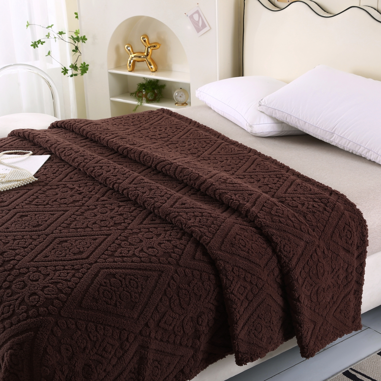 巴木赫 2025新款如意阁塔芙绒毯子毛毯 咖啡