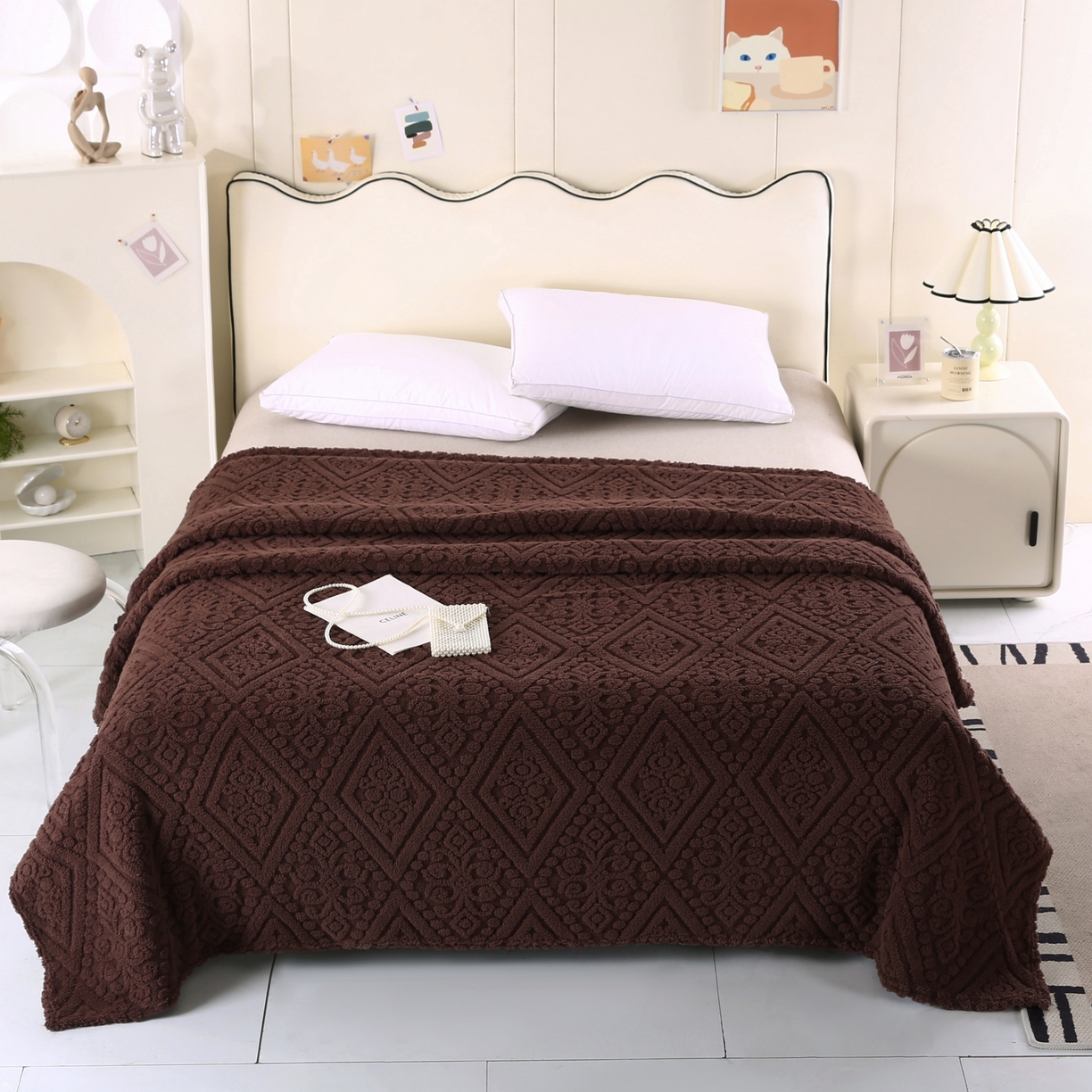 91家纺网 家纺一手货源 找家纺 巴木赫 2025新款如意阁塔芙绒毯子毛毯 咖啡