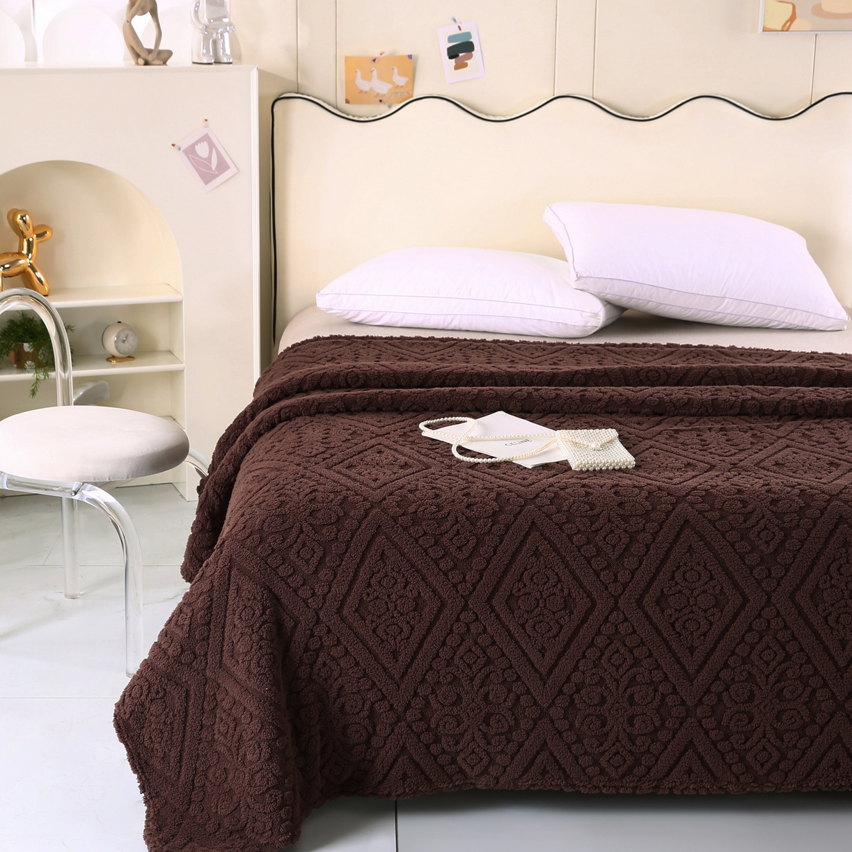 91家纺网 家纺一手货源 找家纺 巴木赫 2025新款如意阁塔芙绒毯子毛毯 咖啡