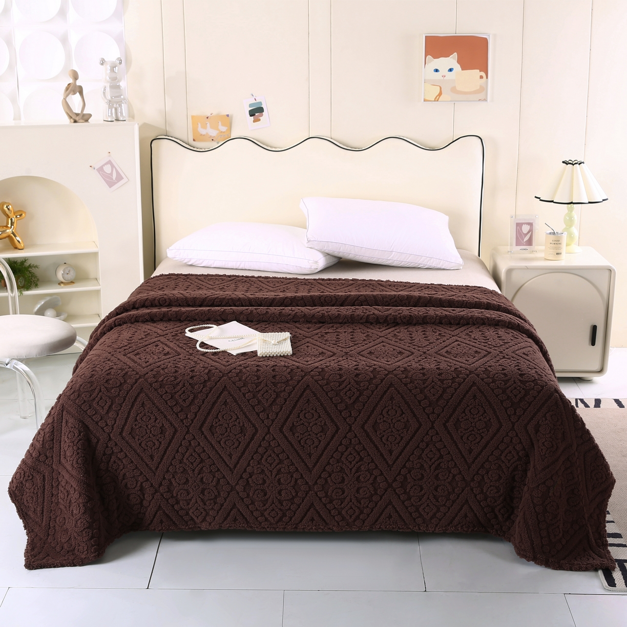 91家纺网 家纺一手货源 找家纺 巴木赫 2025新款如意阁塔芙绒毯子毛毯 咖啡