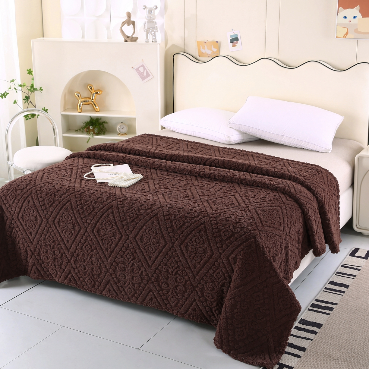 91家纺网 家纺一手货源 找家纺 巴木赫 2025新款如意阁塔芙绒毯子毛毯 咖啡