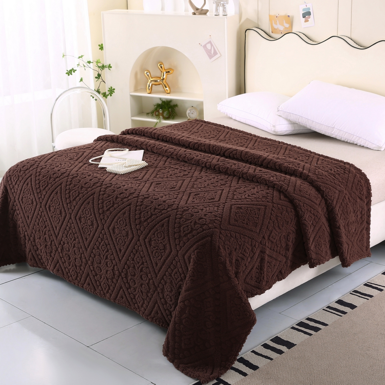 91家纺网 家纺一手货源 找家纺 巴木赫 2025新款如意阁塔芙绒毯子毛毯 咖啡