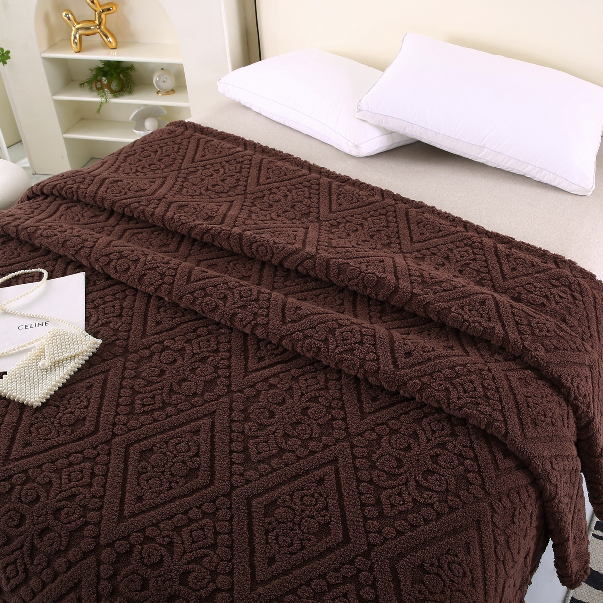 91家纺网 家纺一手货源 找家纺 巴木赫 2025新款如意阁塔芙绒毯子毛毯 咖啡