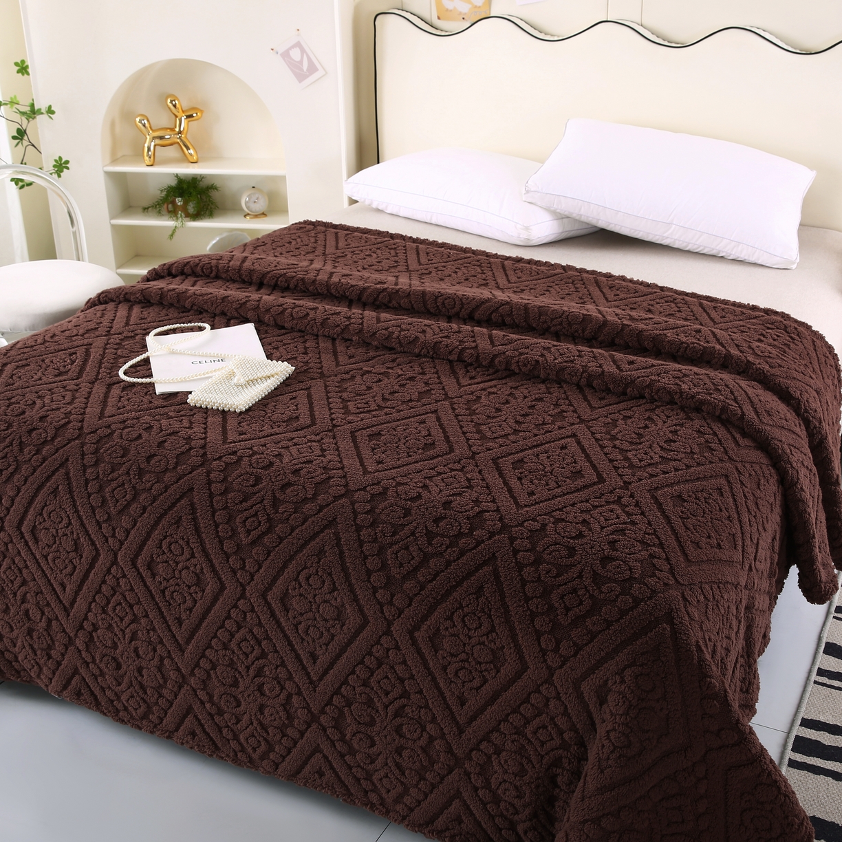 91家纺网 家纺一手货源 找家纺 巴木赫 2025新款如意阁塔芙绒毯子毛毯 咖啡